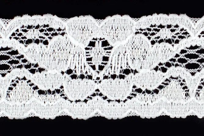 1" Floral White Stretch Lace