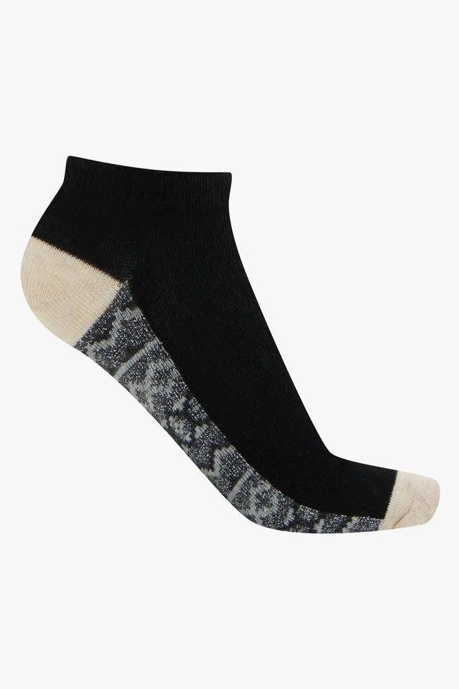 5 Pack Zig Zag Low Cut Socks Black