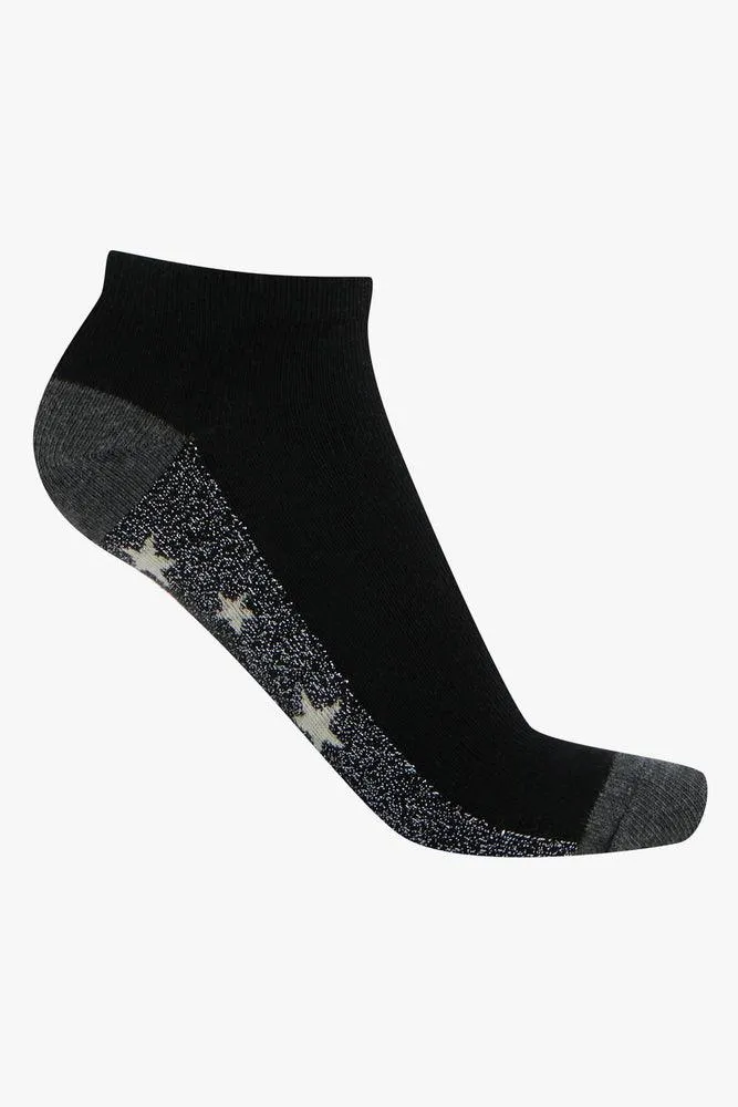 5 Pack Zig Zag Low Cut Socks Black