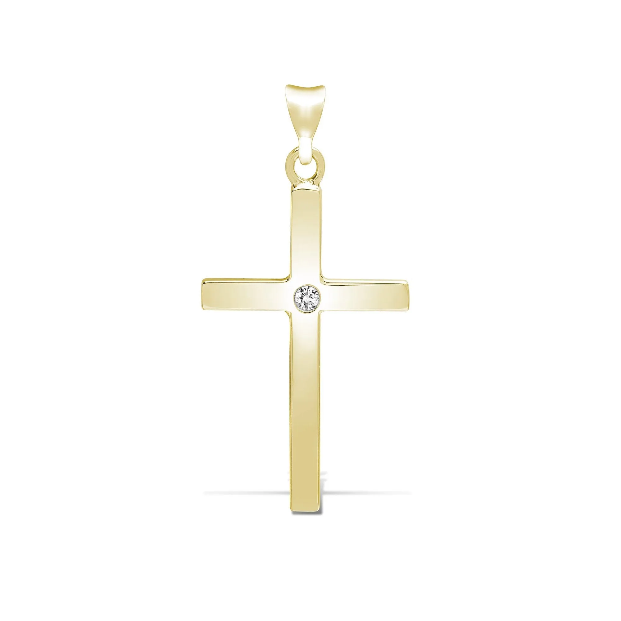 9ct Yellow 0.05ct Invisible Set Diamond Cross