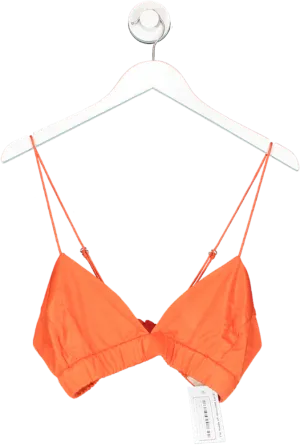 AGGI Orange Cupro And Silk Asha Satin Nasturtium Bralette Top UK M