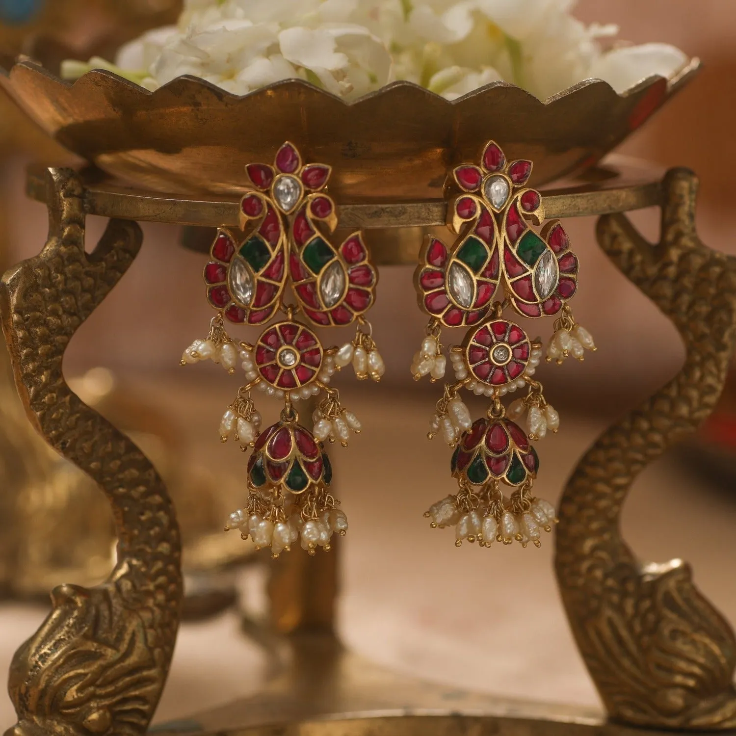 Barkha Kempu Silver Earrings