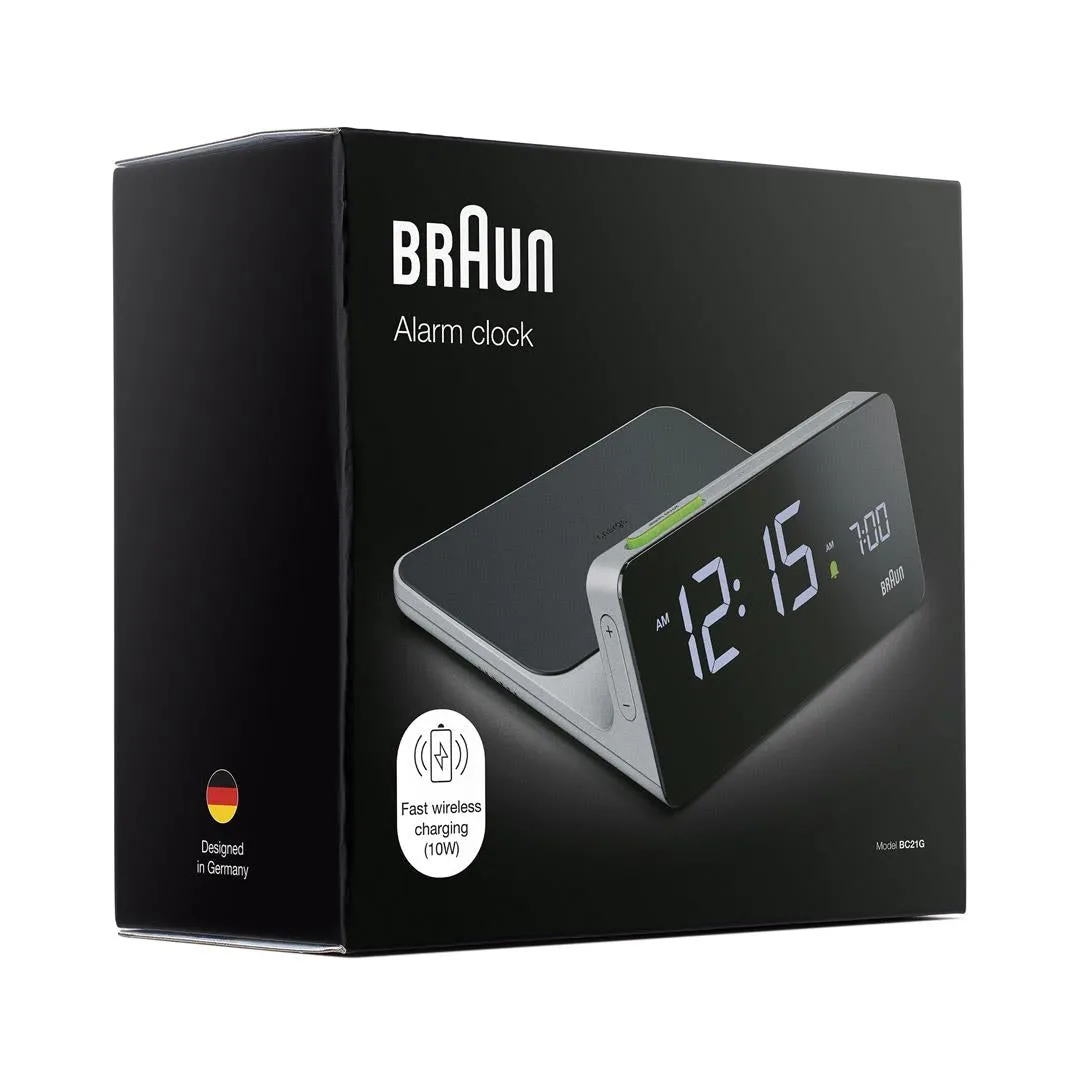 BC21 Braun digital wireless charging alarm clock - grey