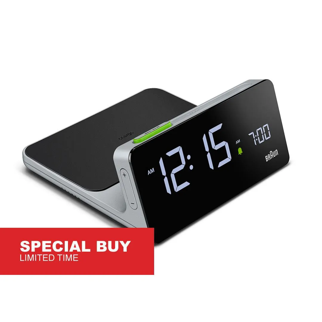 BC21 Braun digital wireless charging alarm clock - grey