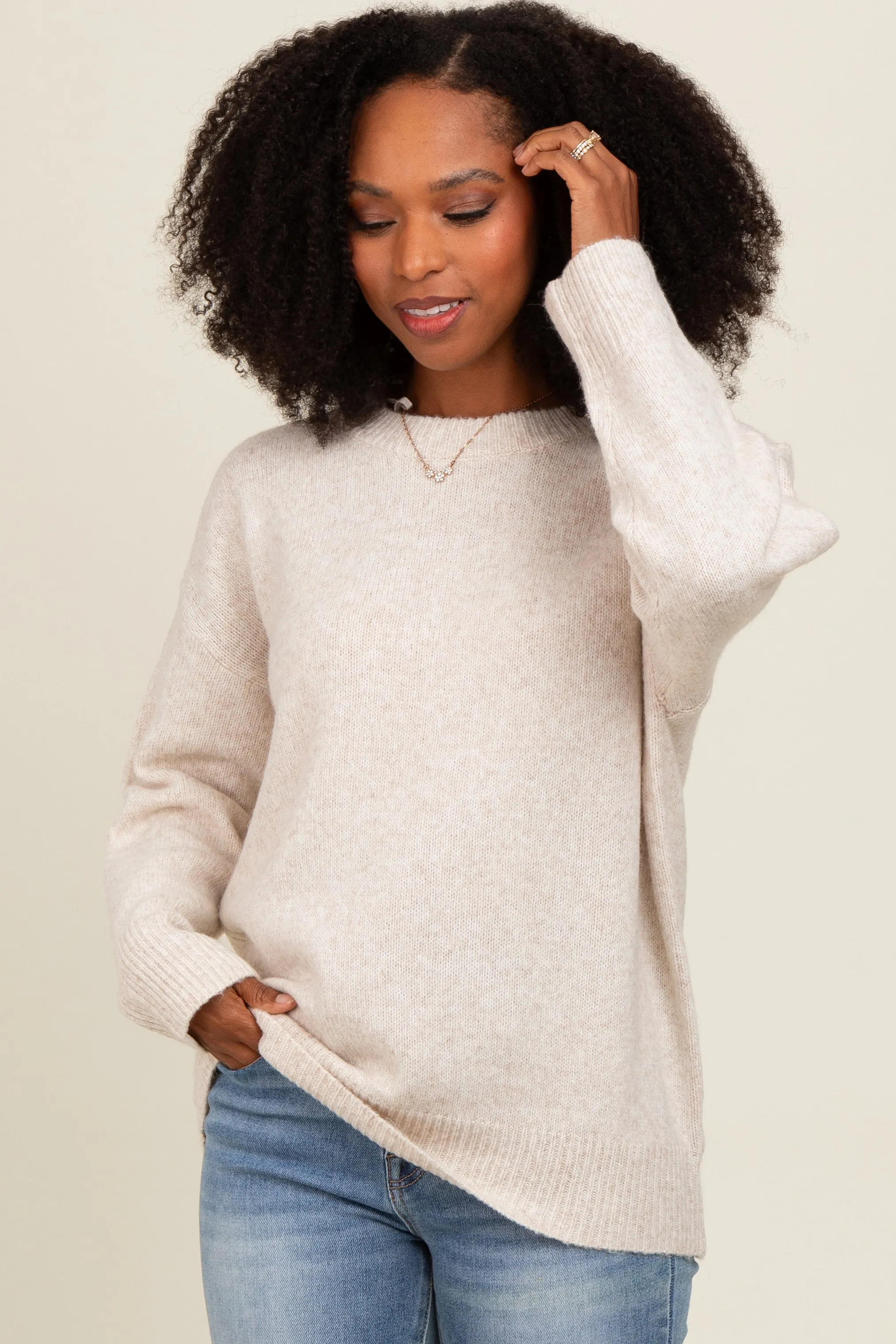 Beige Basic Sweater