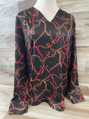 Black & Red Top Long Sleeve Basic Anne Klein, Size S