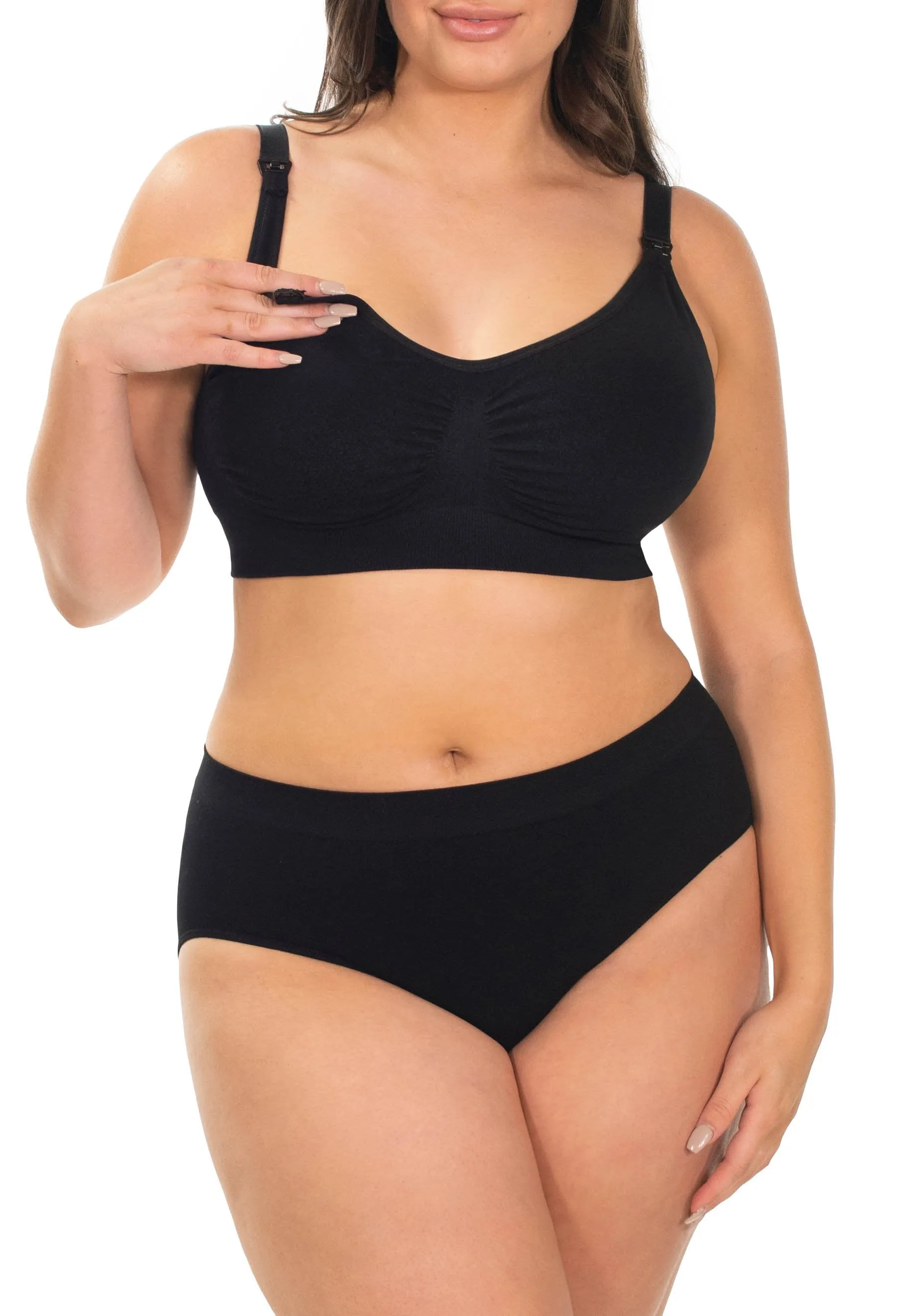 Black Bamboo Nursing Bra   High Cut Undies Set