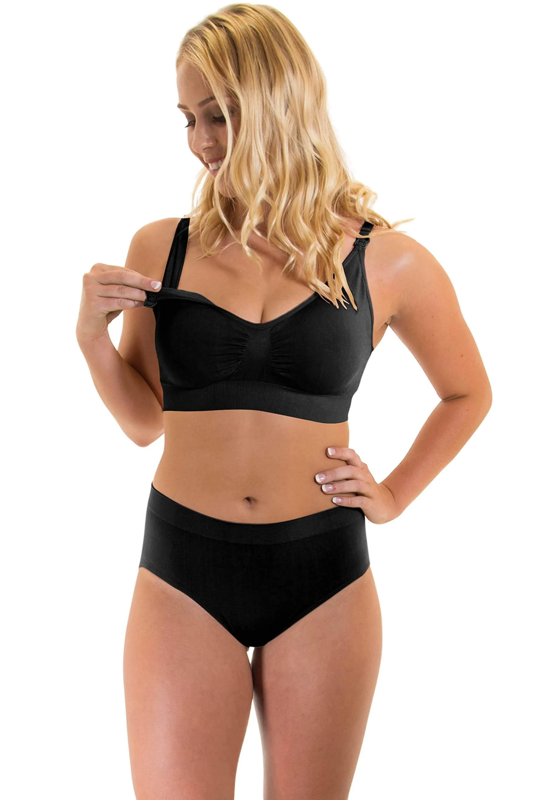 Black Bamboo Nursing Bra   High Cut Undies Set