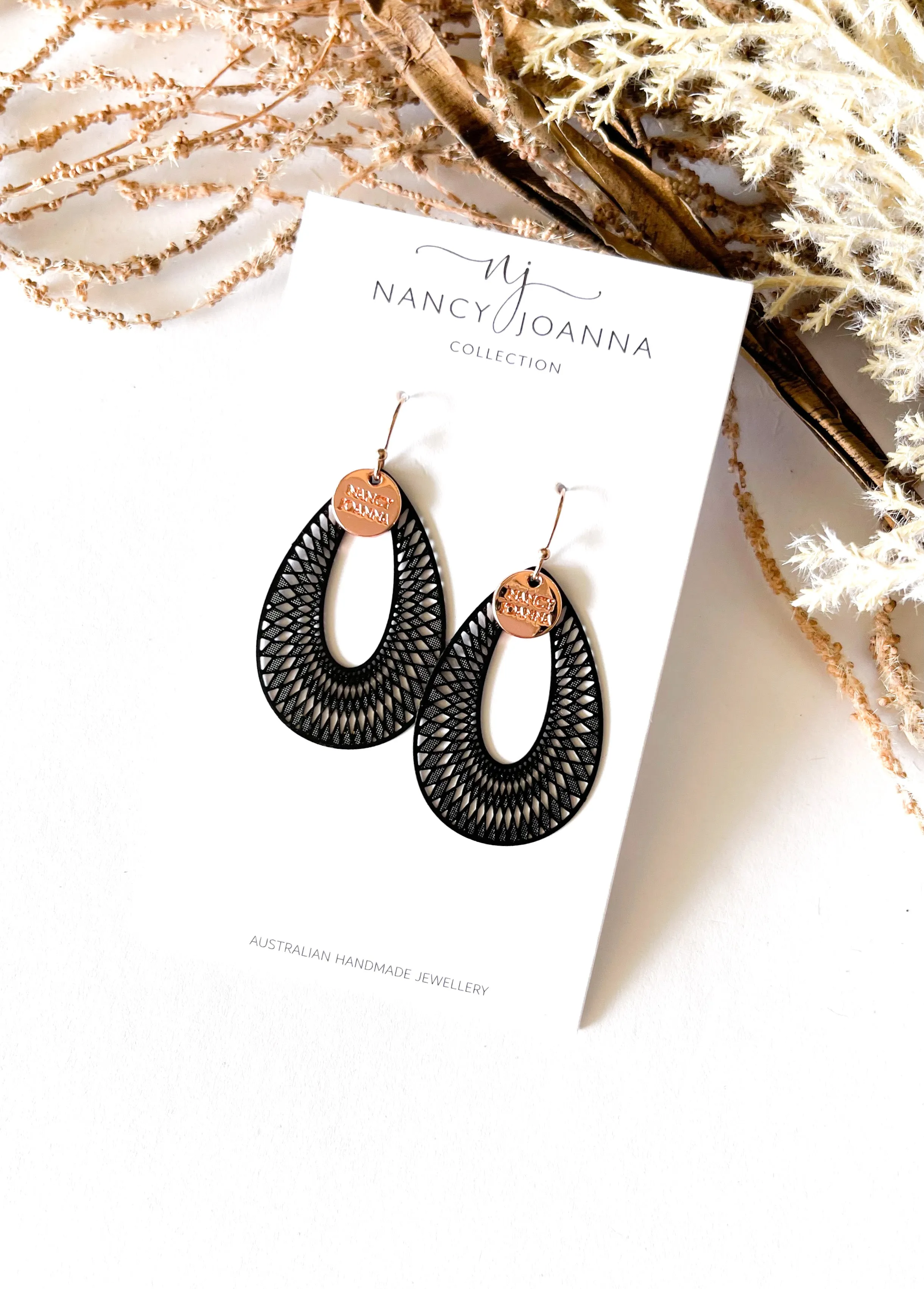 Black Zigzag Teardrop Lace Earrings