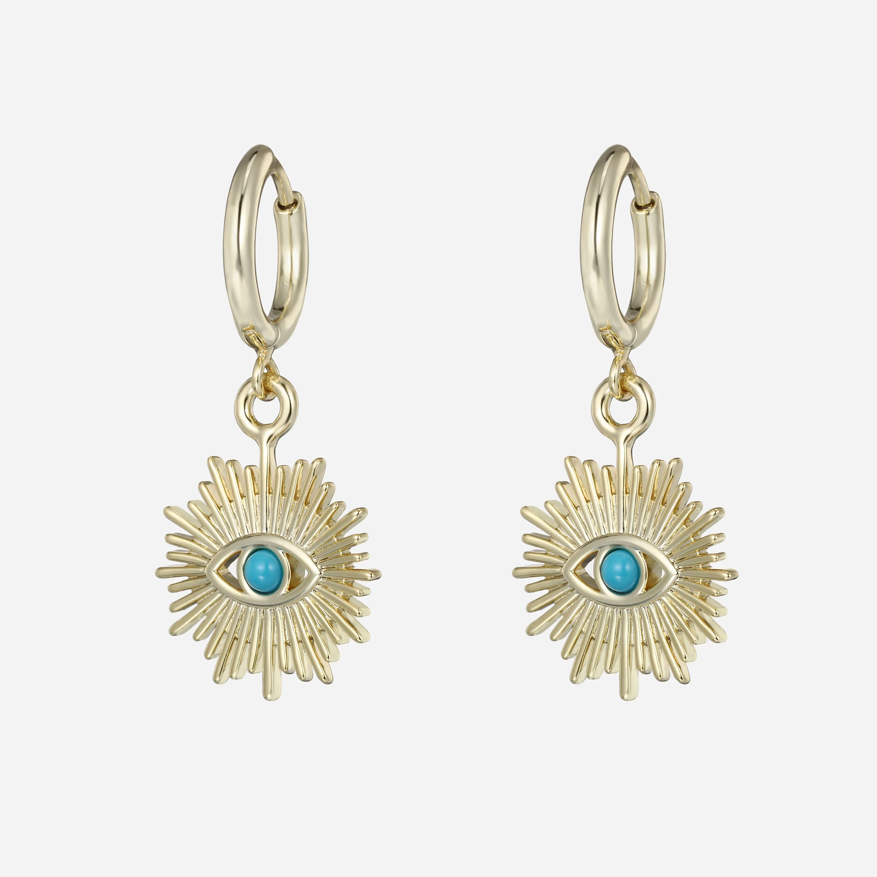 BWC Evil Eye Gold Hoop Earrings