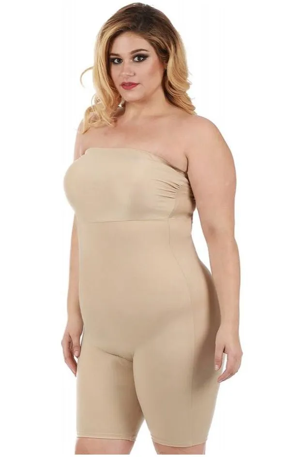 Curvy Plus Size Strapless Bandeau Shorts w/open gusset