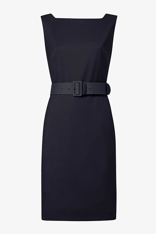 Cynthia Dress - Washable Wool Twill :: Dark Navy