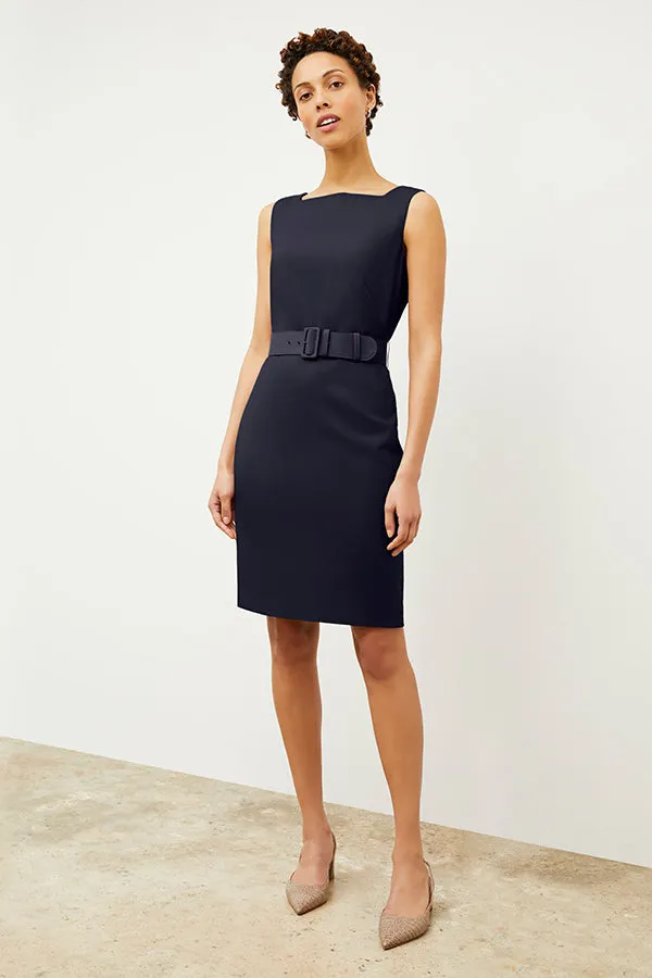 Cynthia Dress - Washable Wool Twill :: Dark Navy