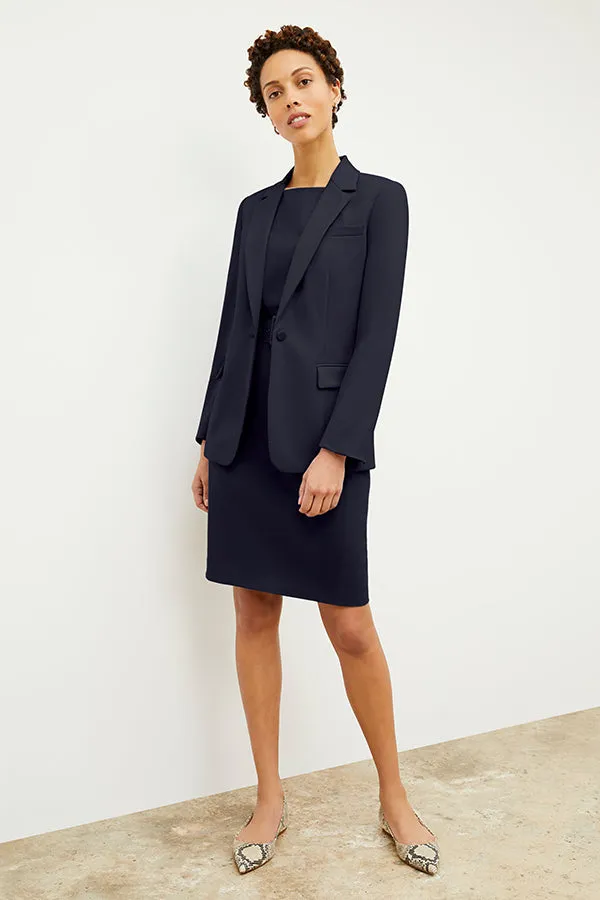 Cynthia Dress - Washable Wool Twill :: Dark Navy