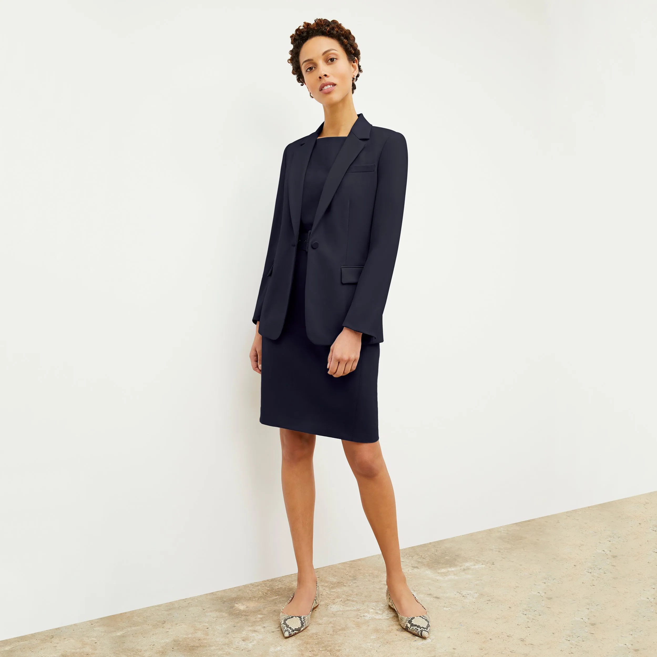 Cynthia Dress - Washable Wool Twill :: Dark Navy