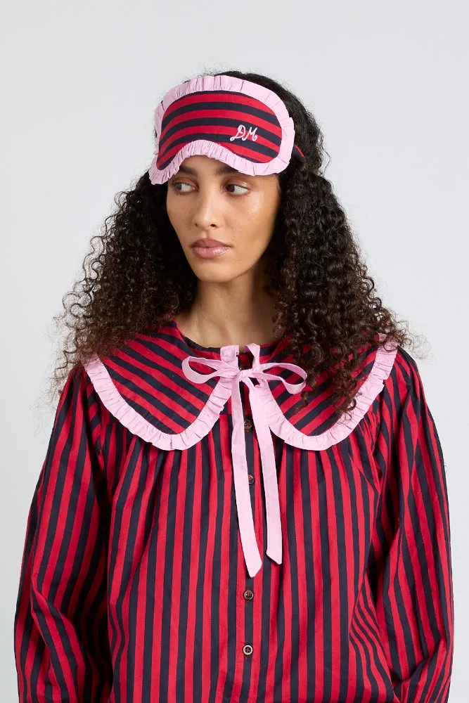 damson pj eye mask - red/navy stripe