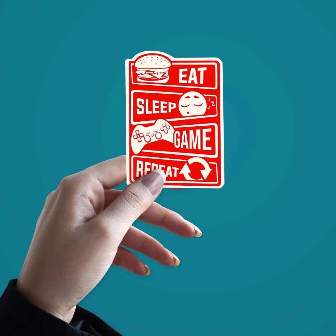 Eat Sleep Game Repeat Sticker