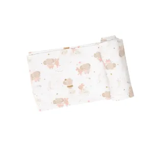 Elephant   Bunny Ballerinas Swaddle Blanket