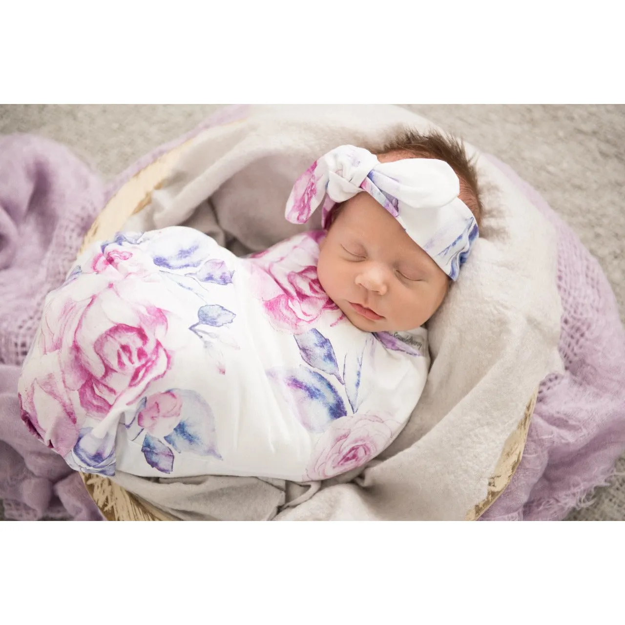 Lilac Skies Snuggle Swaddle & Topknot Set