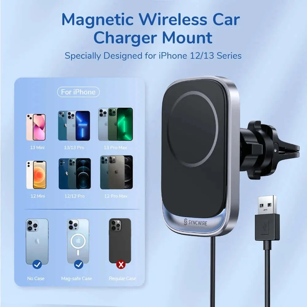 Magnetic Wireless Car Charger & Phone Mount