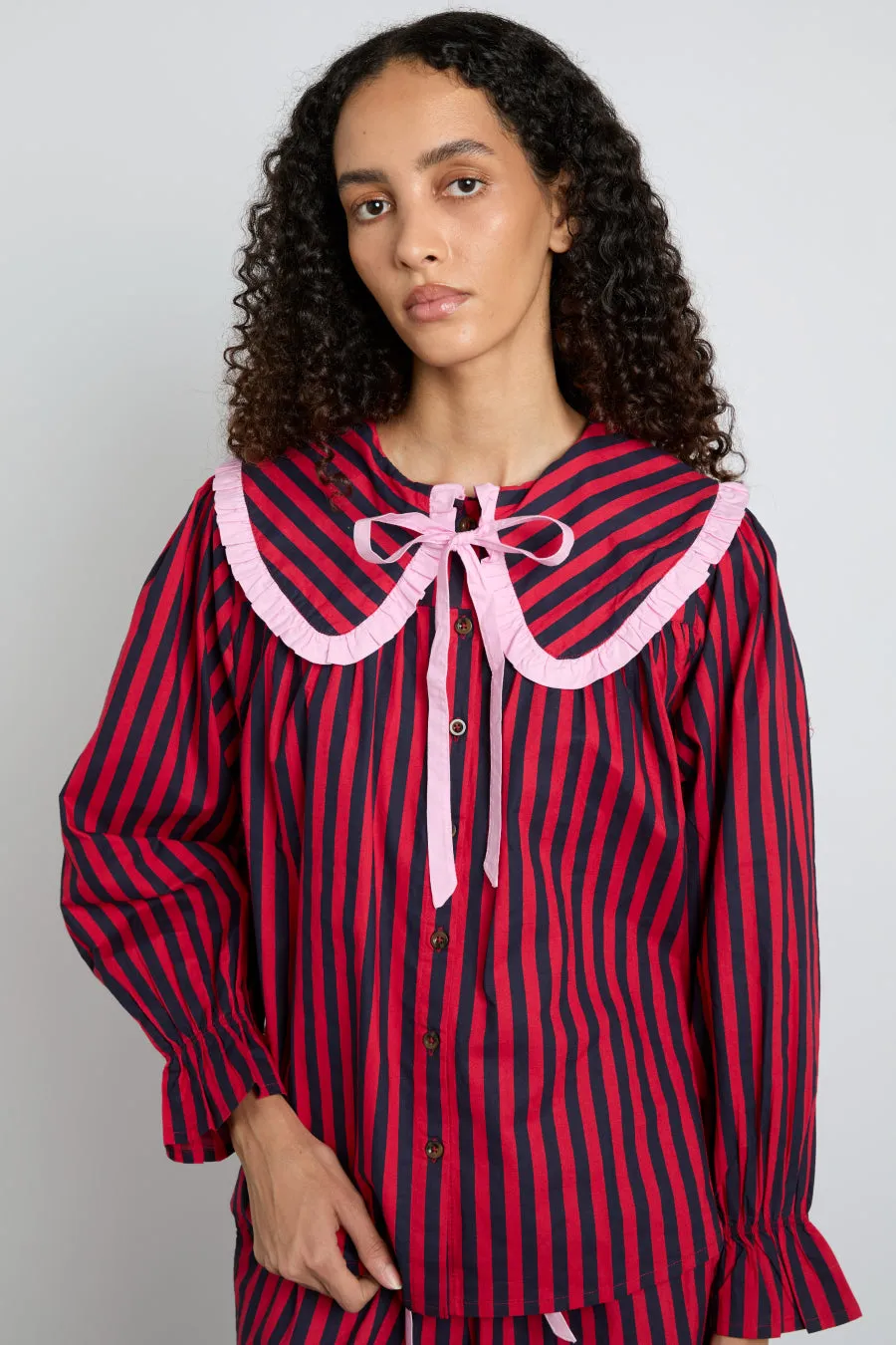 maria pj set- red/navy stripe