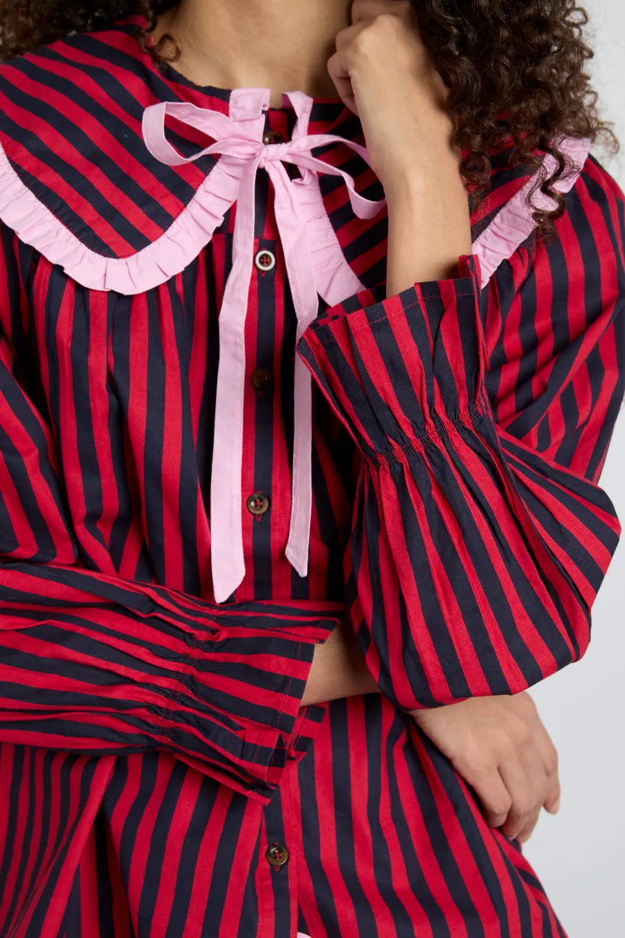 maria pj set- red/navy stripe