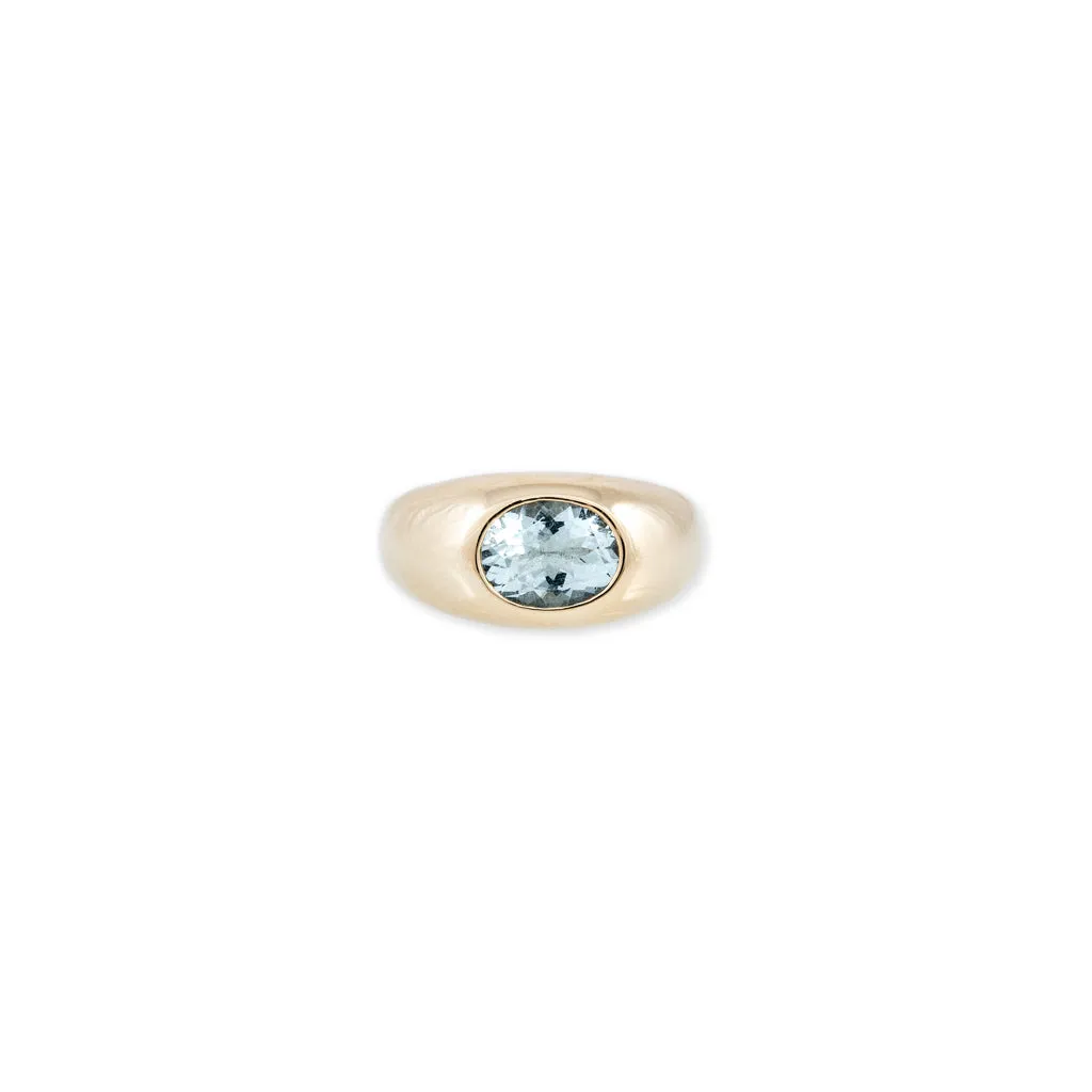 MEDIUM AQUAMARINE DOME RING