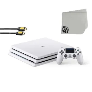 Sony PlayStation 4 Pro Glacier 1TB Gaming Consol White with BOLT AXTION Bundle Used