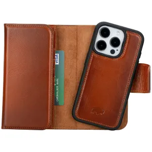 Tudor iPhone 15 Pro Wallet Case, Burnished Tan