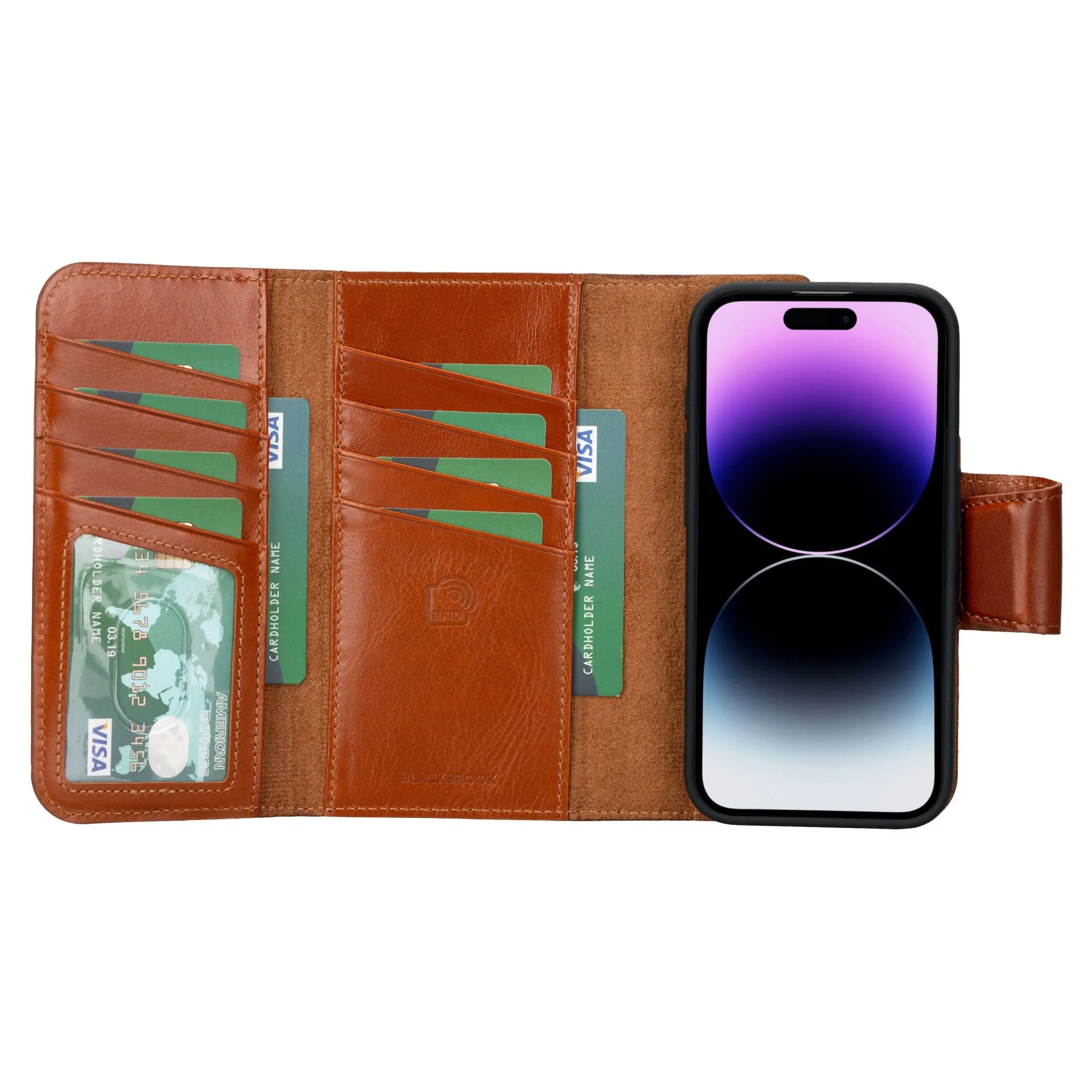 Tudor iPhone 15 Pro Wallet Case, Burnished Tan