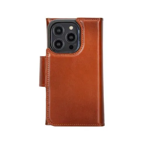 Tudor iPhone 15 Pro Wallet Case, Burnished Tan