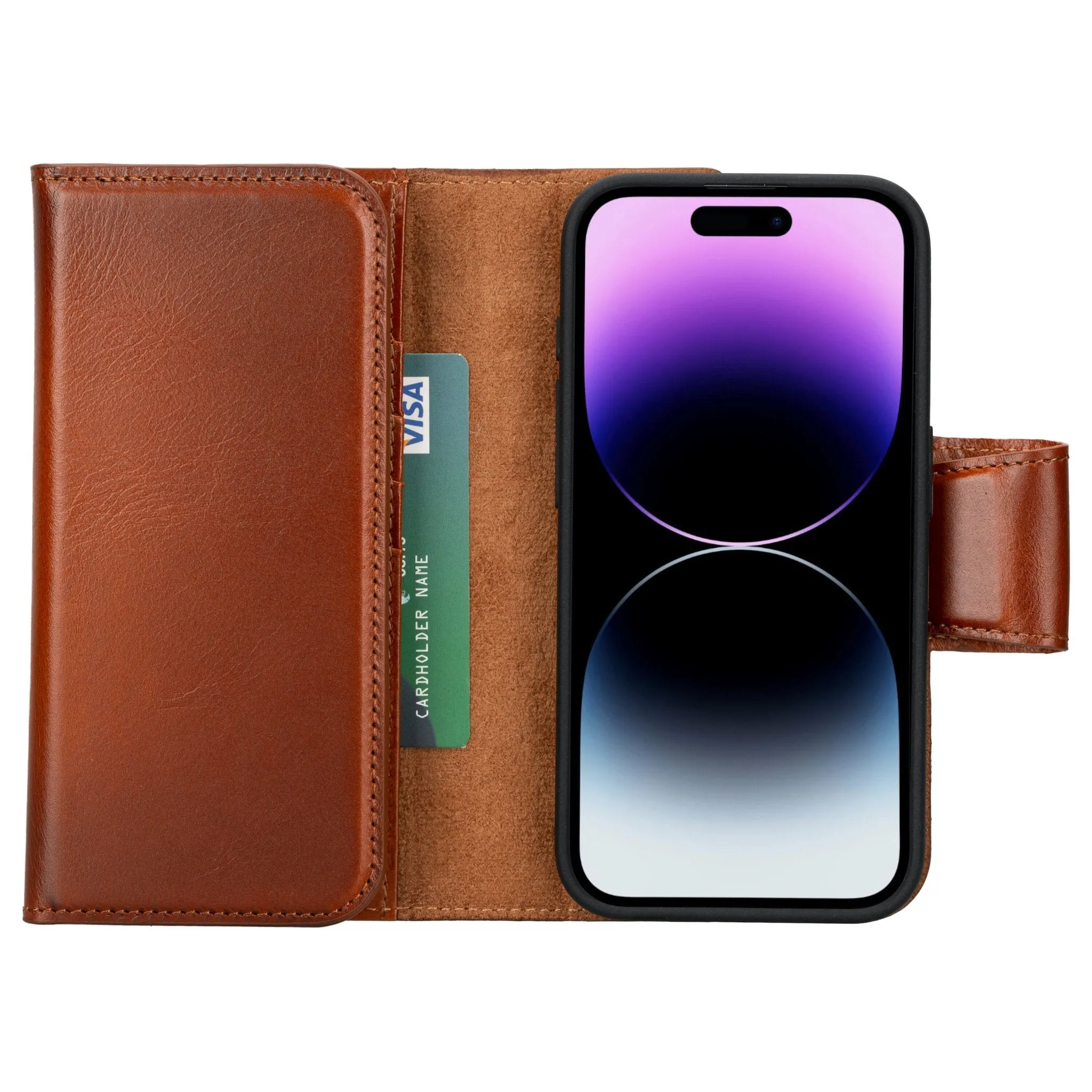 Tudor iPhone 15 Pro Wallet Case, Burnished Tan