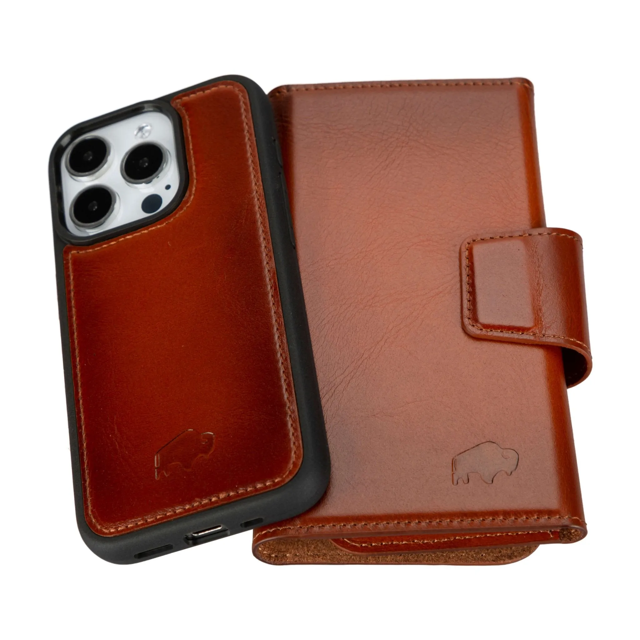 Tudor iPhone 15 Pro Wallet Case, Burnished Tan