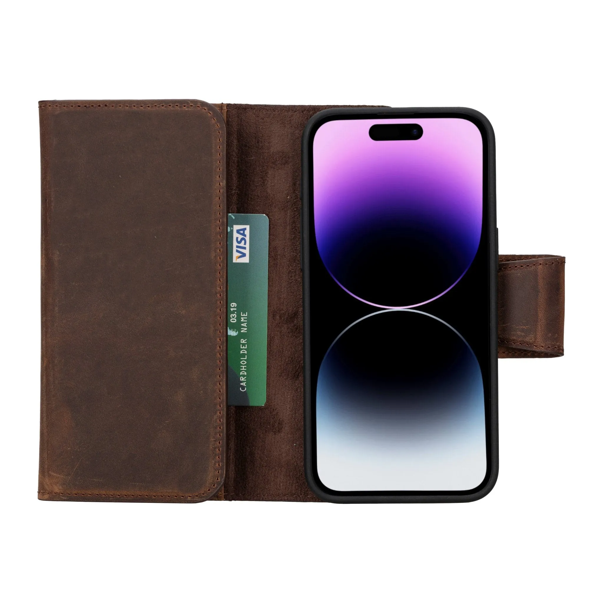 Tudor iPhone 16 Pro Max Wallet Case, Distressed Coffee