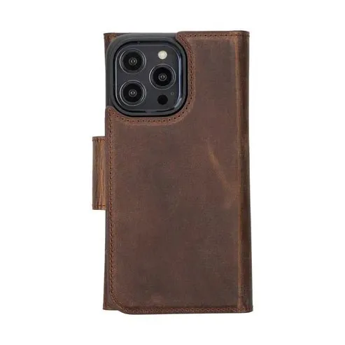 Tudor iPhone 16 Pro Max Wallet Case, Distressed Coffee