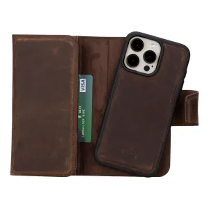 Tudor iPhone 16 Pro Max Wallet Case, Distressed Coffee